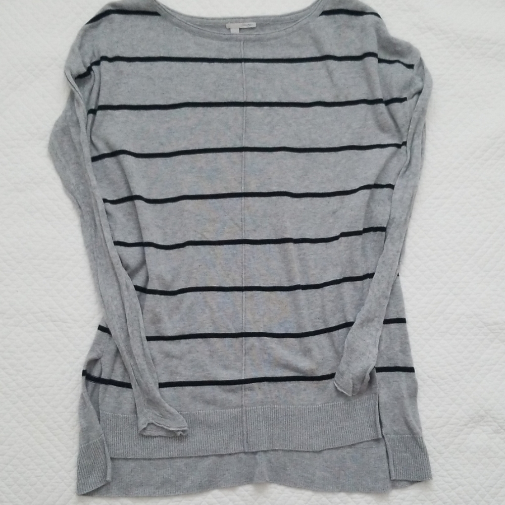 Halogen Tunic Sweater Black stripe w gray LS Med